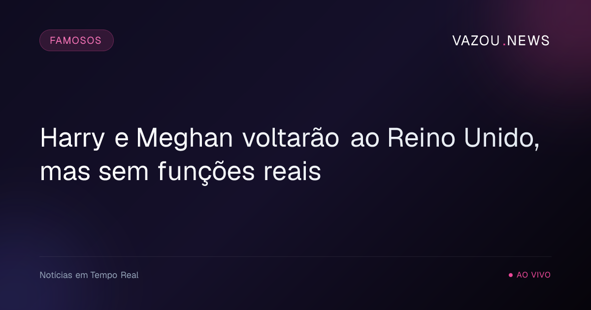 Harry e Meghan voltarão ao Reino Unido, mas sem funções reais