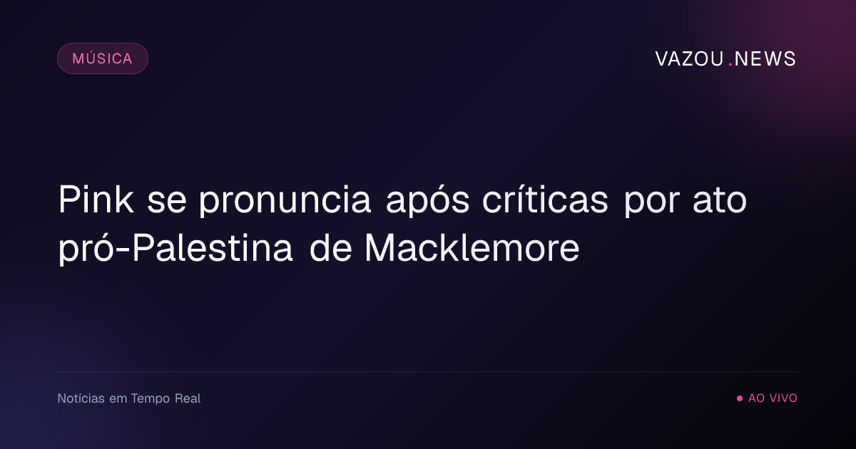 Pink se pronuncia após críticas por ato pró-Palestina de Macklemore
